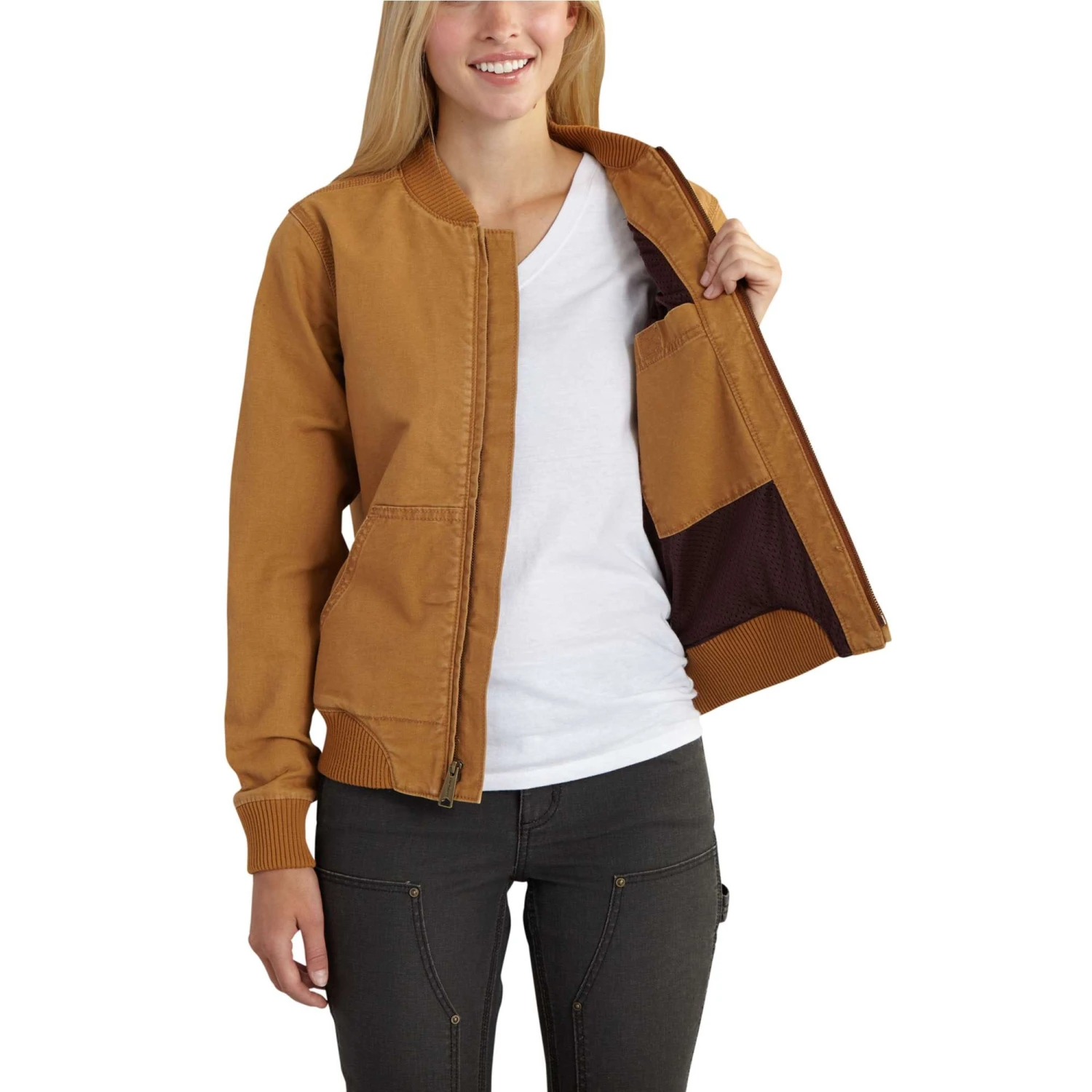 Carhartt Jacket: Women's 102524 211 Carhartt Brown Crawford Bomber Jacket