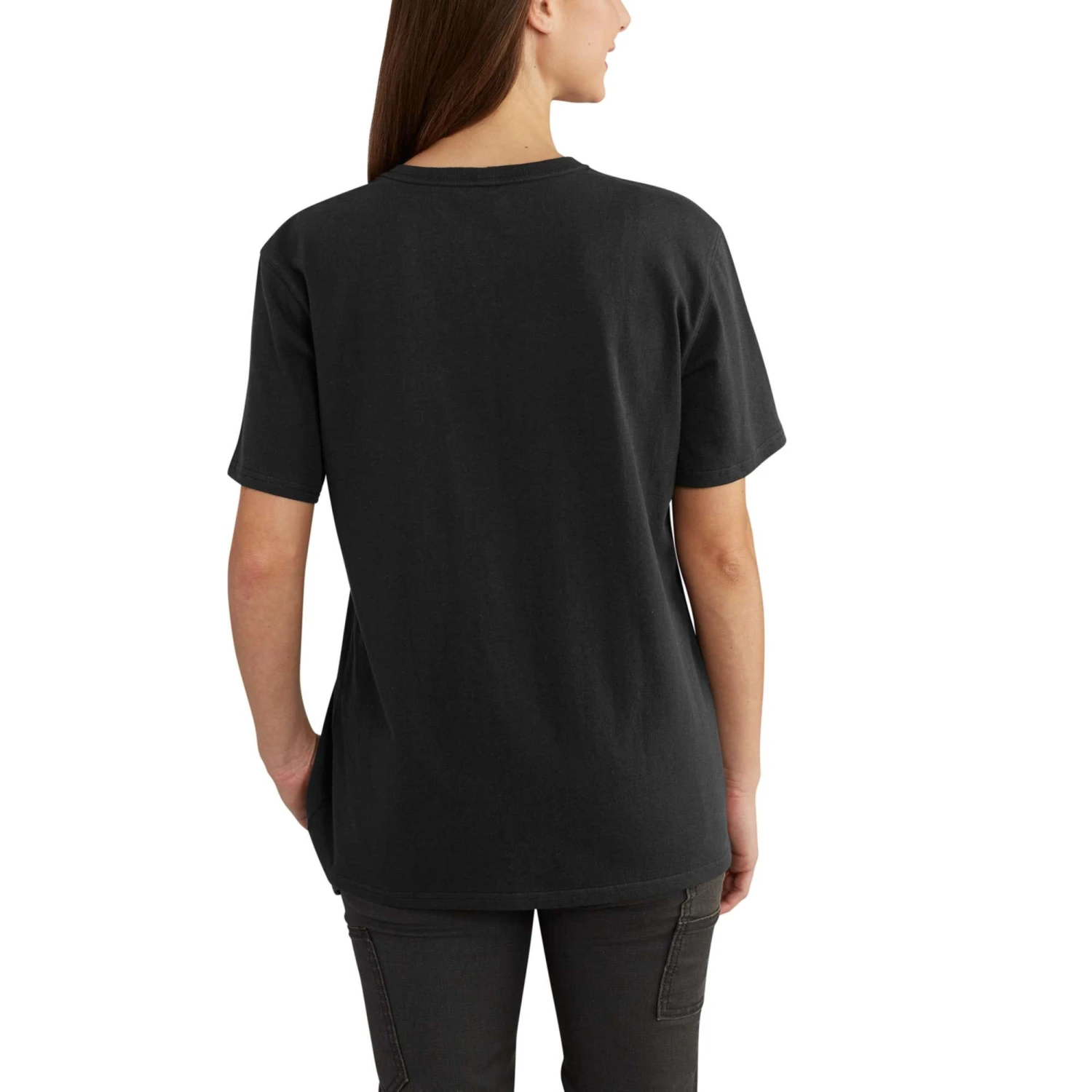 Carhartt Women's Shirt: WK87 103067 001 Black Short Sleeve Pocket Loose Fit Tshirt