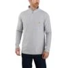 Carhartt Force Shirt: Men's 104255 HGY Heather Grey Midweight Relaxed Fit Long Sleeve 1/4 Zip Pocket T-Shirt