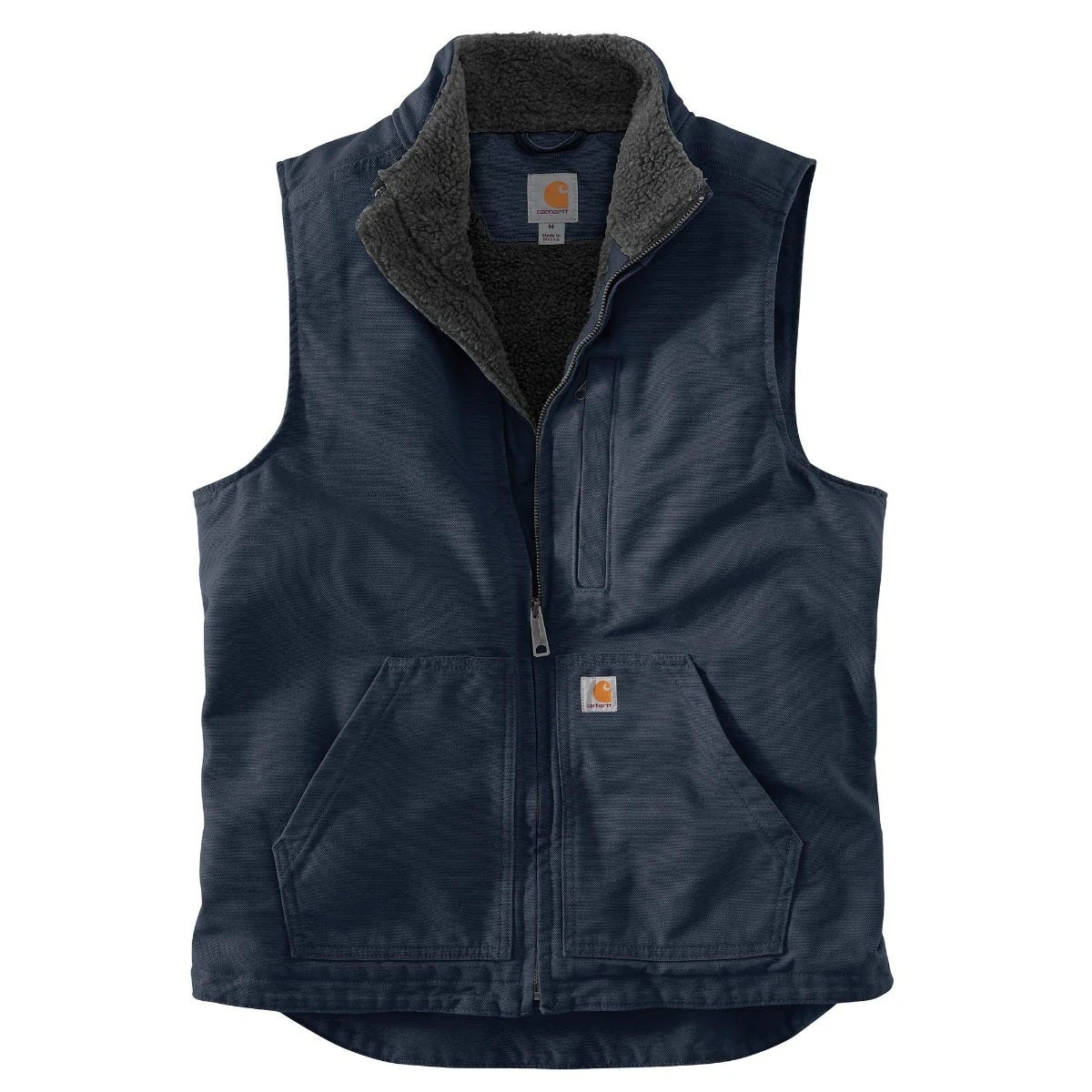 Carhartt Vest: Men's 104277 I26 Navy Washed Duck Sherpa Lined Mock Vest