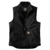 Carhartt Vest: Men's 104277 BLK Black Washed Duck Sherpa Lined Mock Vest