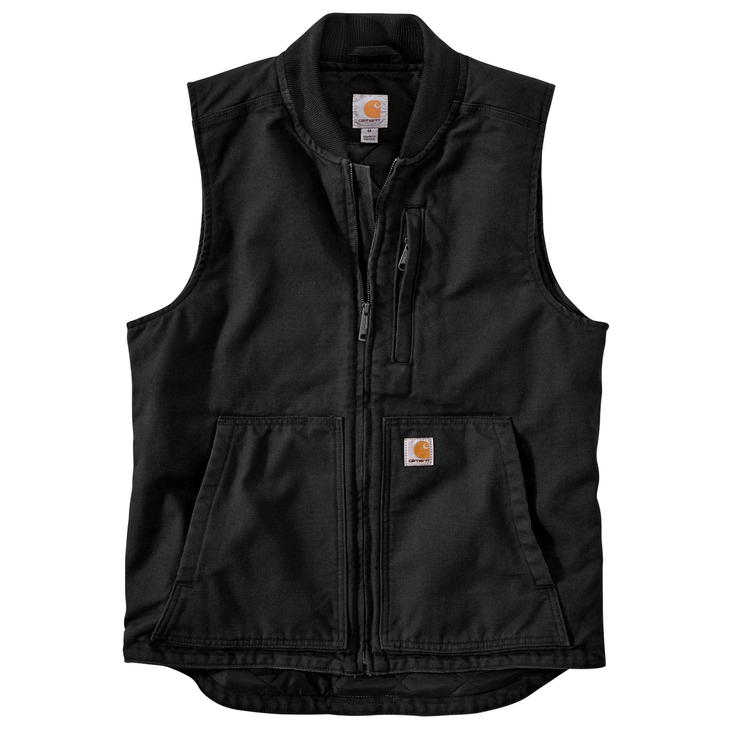 Carhartt Vest: Men's 104395 BLK Washed Duck Insulated Vest