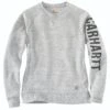 Carhartt Sweatshirts: Women's 104410 E07 Asphalt Heather Nep Crewneck Relaxed Fit Graphic Sweatshirt