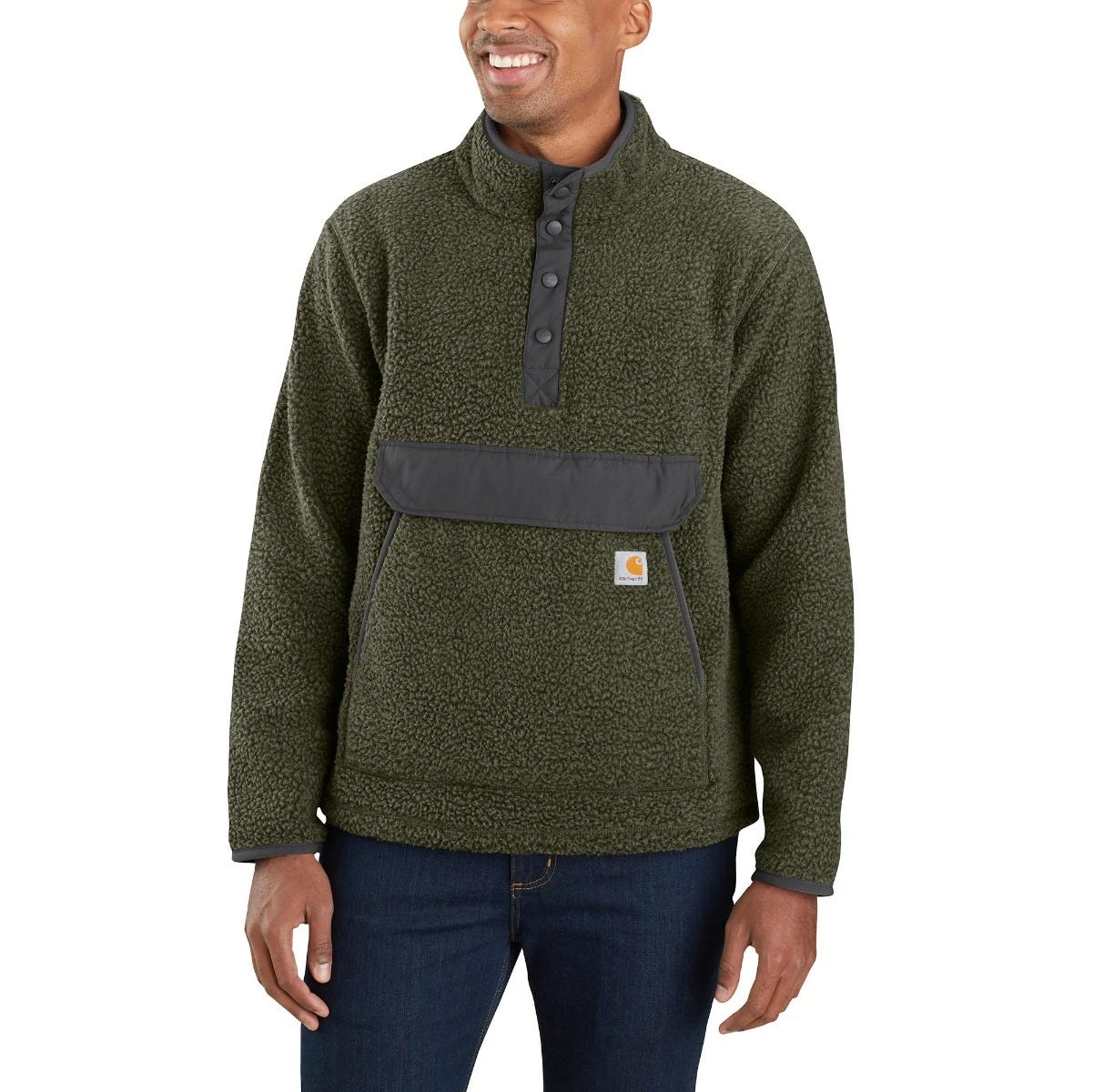 Carhartt Sweatshirts: Men's 104991 G73 Basil Heather Relaxed Fit Fleece Pullover Sweatshirt