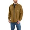 Carhartt Shirts: Men's 105419 B33 Oak Brown Rugged Flex Canvas Fleece-Lined Shirt Jacket