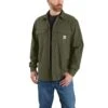 Carhartt Shirts: Men's 105419 G72 Basil Rugged Flex Canvas Fleece-Lined Shirt Jacket