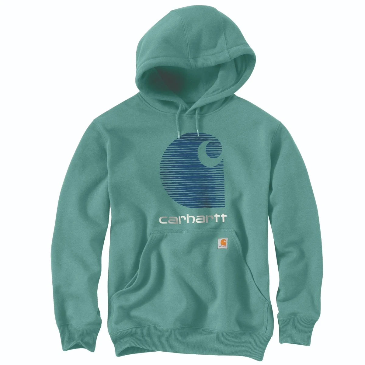 Carhartt Sweatshirts: Men's 105431 L05 Slate Green Heather Defender Loose Fit āCā Logo Graphic Sweatshirt