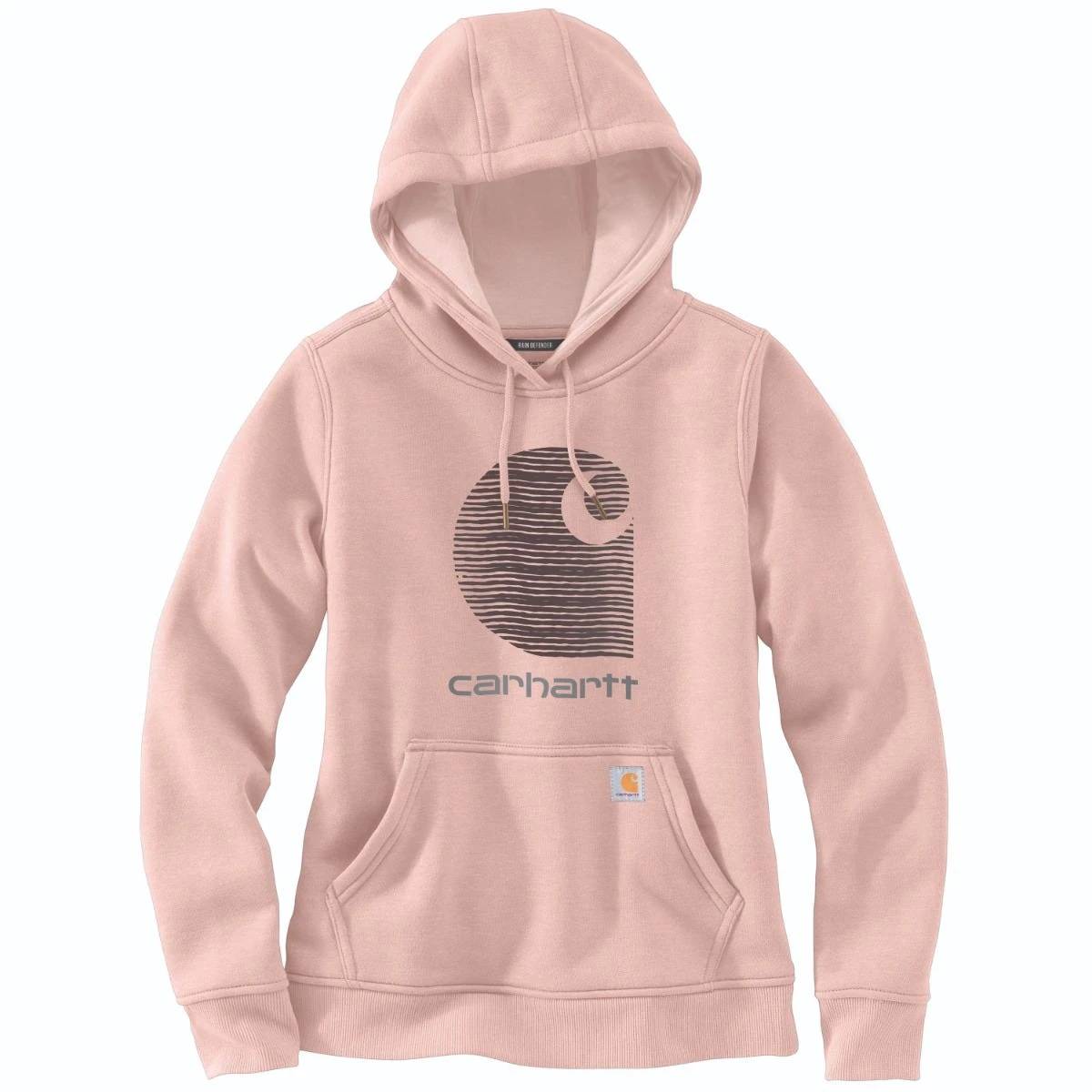 Carhartt Sweatshirts: Women's 105636 P15 Ash Rose Rain Defender Relaxed Fit βCβ Logo Graphic Sweatshirt