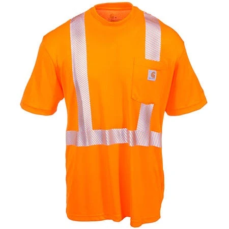 Carhartt Force Shirts: Men's Force Orange 100495 824 Hi Vis Short Sleeve Work Shirt
