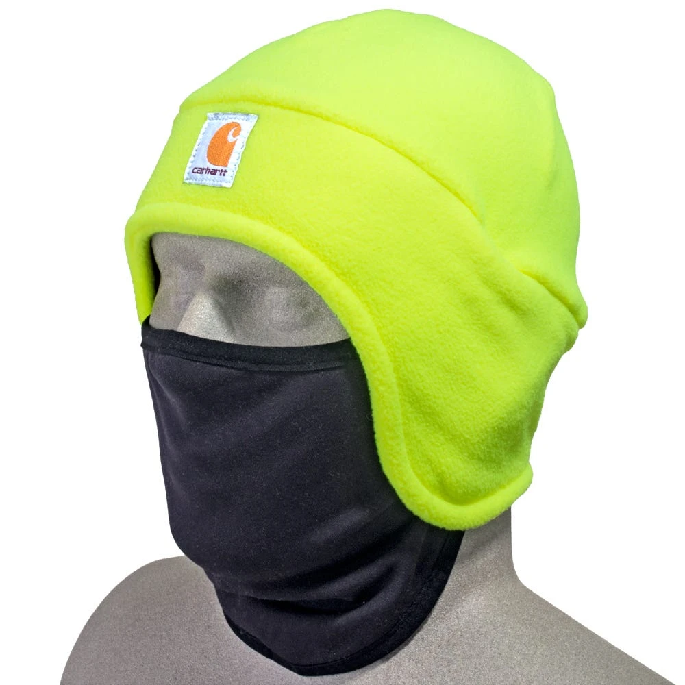 Carhartt Hats: Men's A202 BLM Lime Green High-Visibility 2-In-1 Fleece Hat