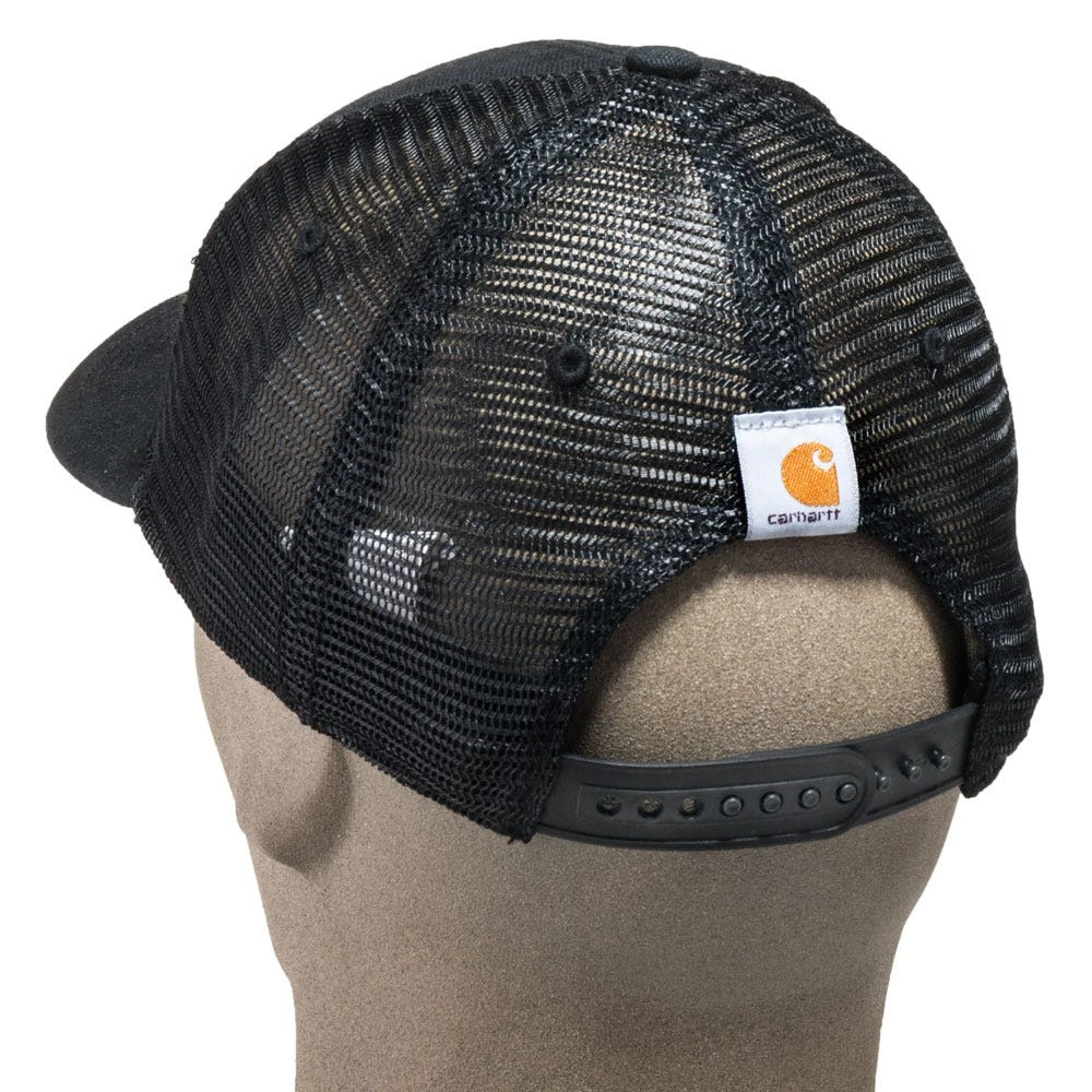 Carhartt Caps: Men's 101195 001 Black Cotton Canvas Mesh Back Dunmore Baseball Cap