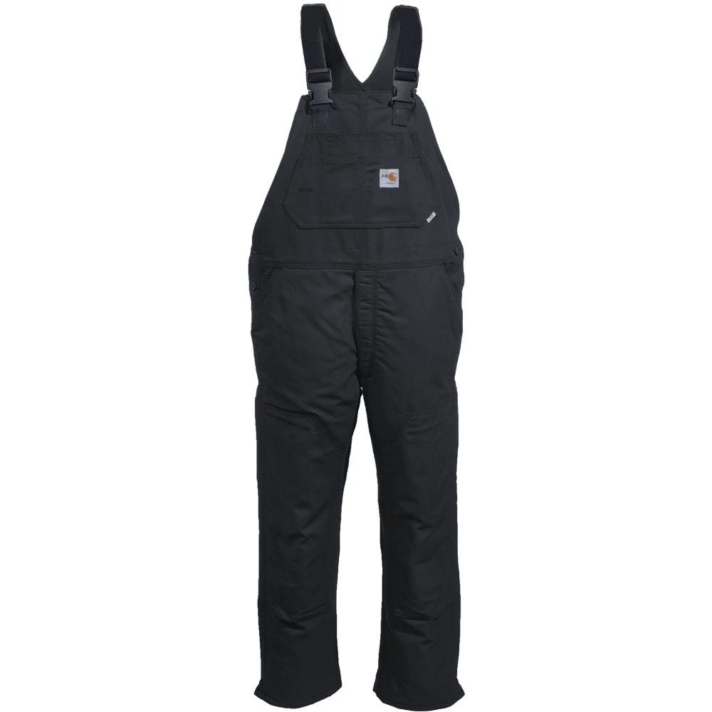 Carhartt Overalls: Men's 101626 001 Black FR Quilt Lined Cotton Duck Bib Overalls