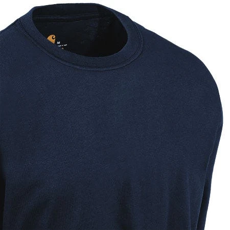 Carhartt Shirts: Men's K231 NVY Navy Blue Cotton Long Sleeve Logo Shirt
