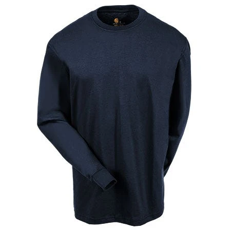 Carhartt Shirts: Men's K231 NVY Navy Blue Cotton Long Sleeve Logo Shirt