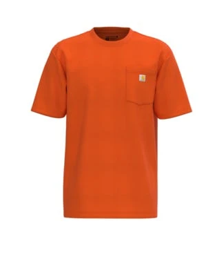 Carhartt Shirts: Men's K87 BOG Brite Orange Heavyweight Short Sleeve Loose Fit Pocket T Shirt