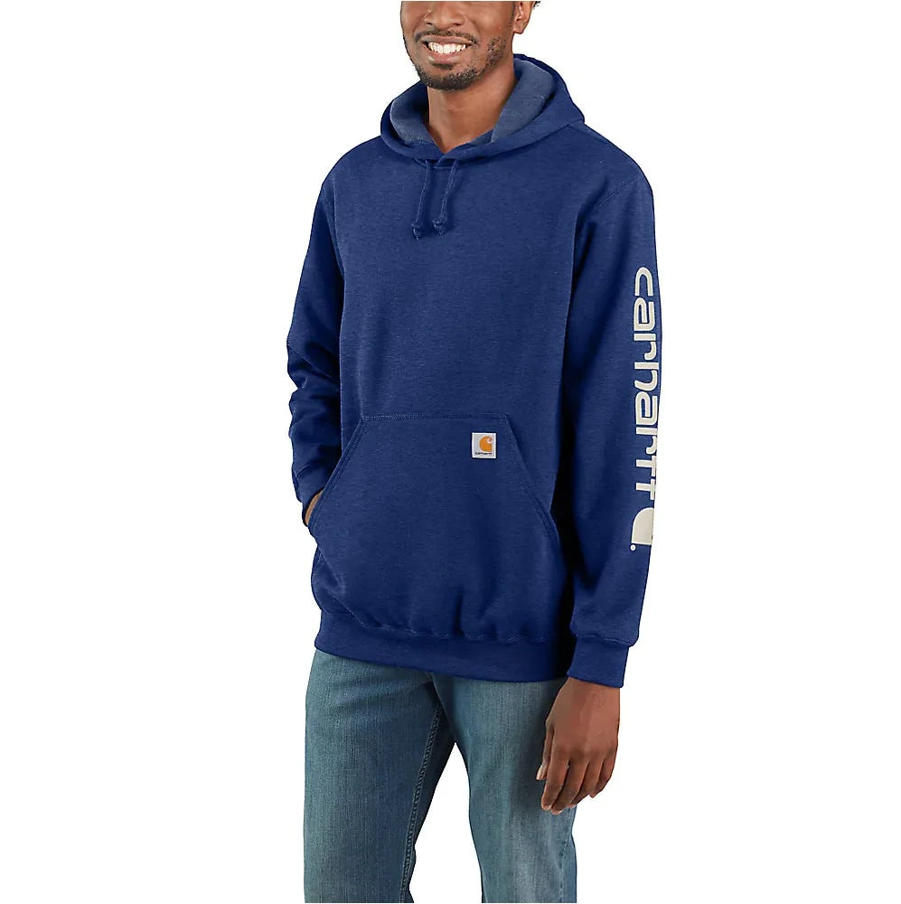 Carhartt Sweatshirts: Men's K288 H53 Scout Blue Heather Midweight Hooded Logo Sweatshirt