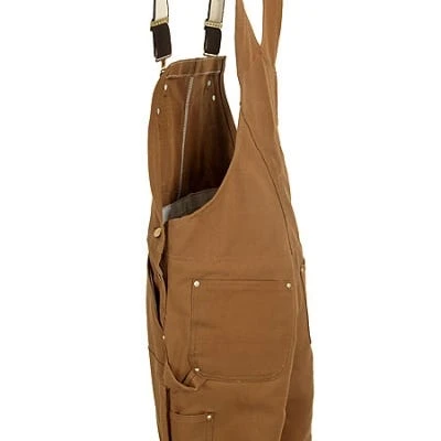 Carhartt Overalls: Men's R41 BRN Brown Cotton Lined Bib Overalls