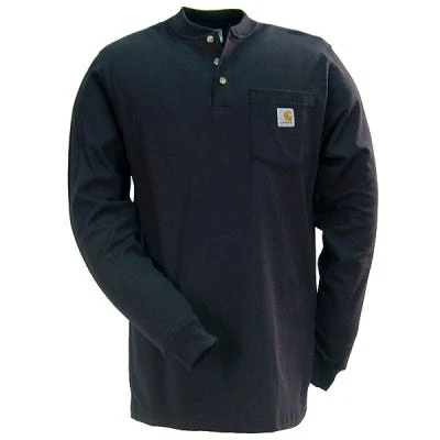 Carhartt Shirts: Men's Black K128 BLK Long Sleeve Workwear Henley Shirt