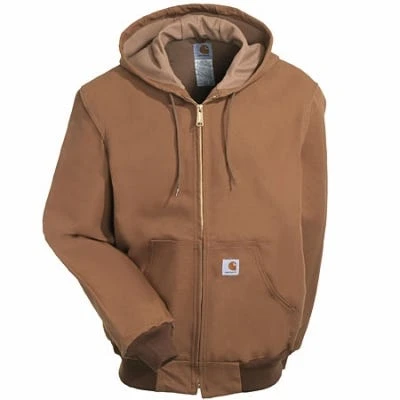 Carhartt Jackets: Men's J131 BRN Brown Duck USA-Made Hooded Jacket