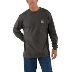 Carhartt Shirts: Men's K126 306 Peat Long Sleeve Pocket Work Shirt