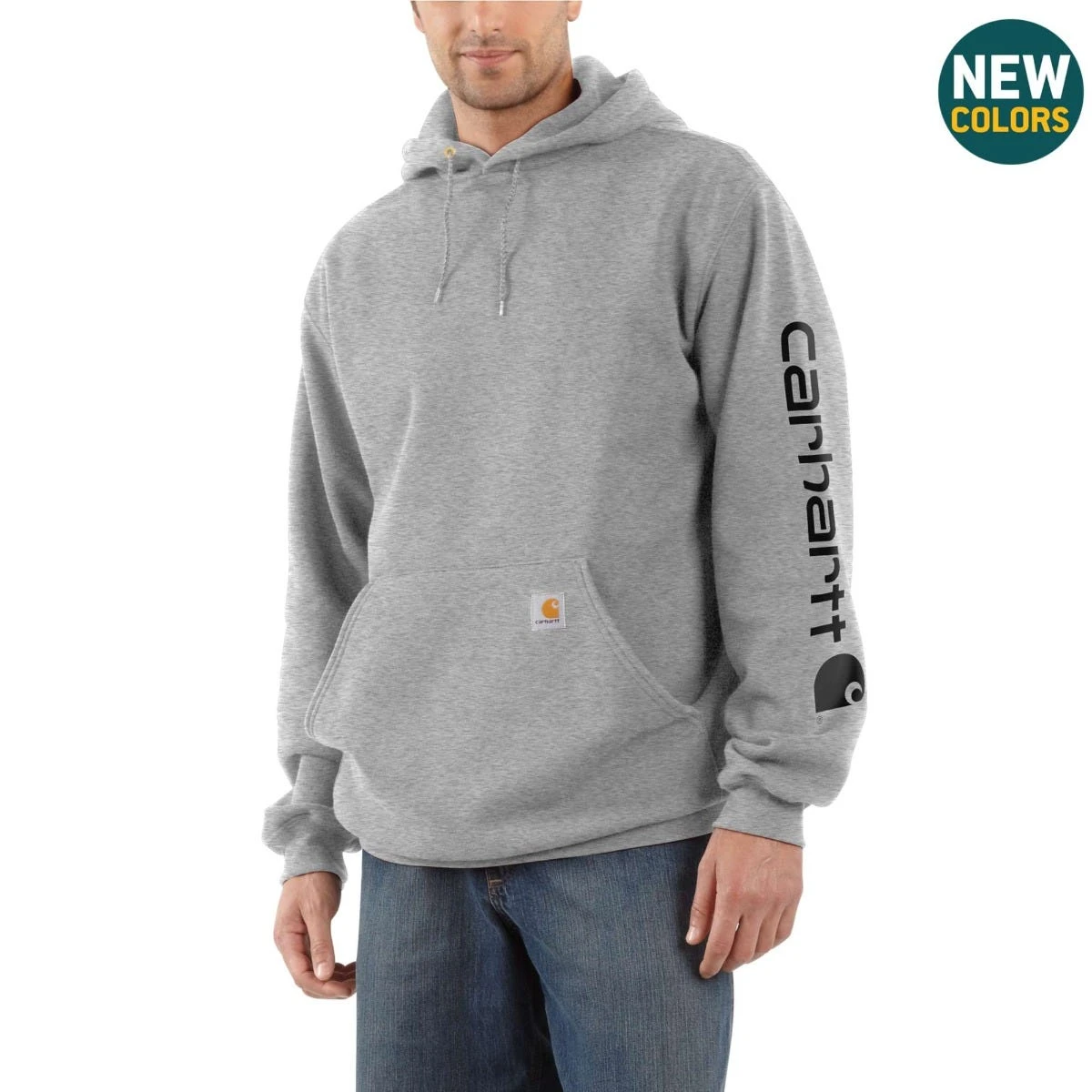 Carhartt Sweatshirts: Men's K288 E20 Grey Midweight Hooded Logo Sweatshirt