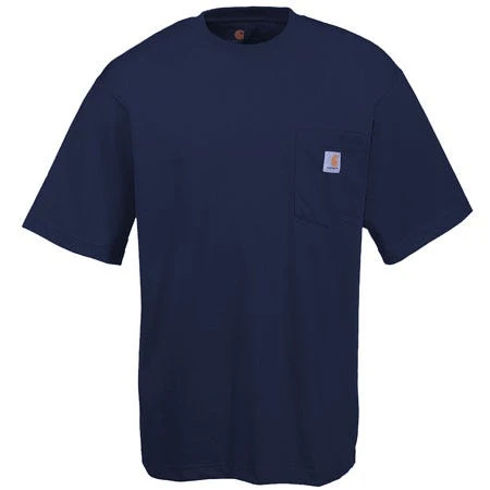 Carhartt Shirts: Men's K87 NVY Navy Heavy Weight Pocket Short Sleeve Loose Fit T-Shirt